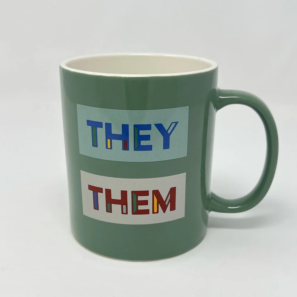 They Them Coffee Mug Pronouns Cup LGBTQ Pride Office Decor College Dorm Desk